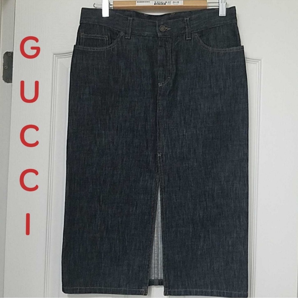 Gucci Black Leather Label Denim